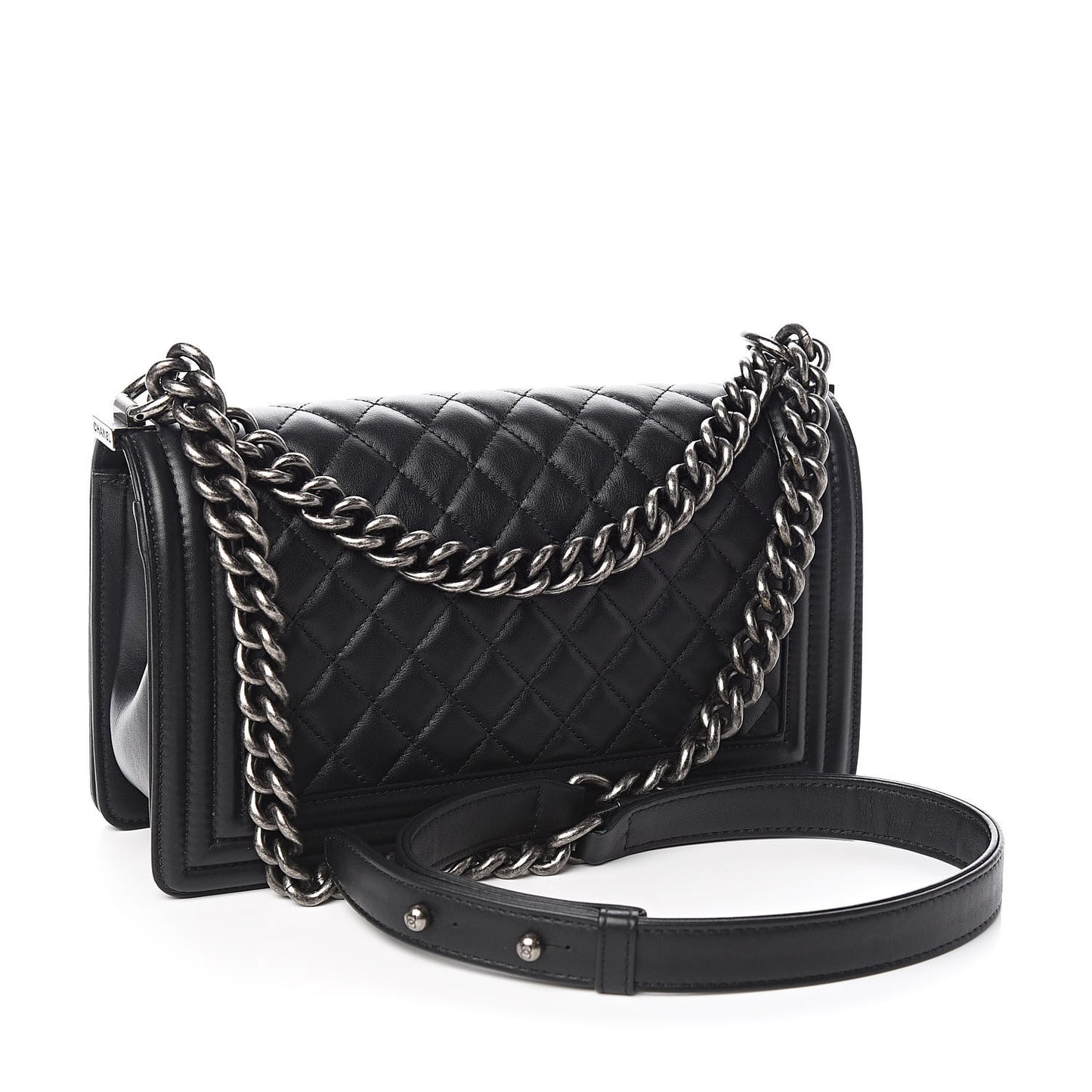 Calfskin Quilted Medium Boy Flap Black