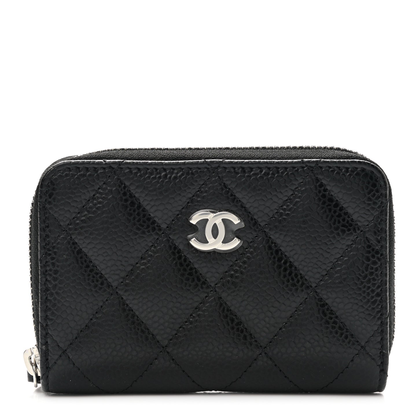 Caviar Quilted Zip Coin Purse Black