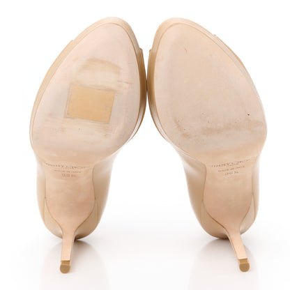 Jimmy Choo Kid Luna 110 Platform Peep Toe Pumps 36.5 Nude 6 of 10