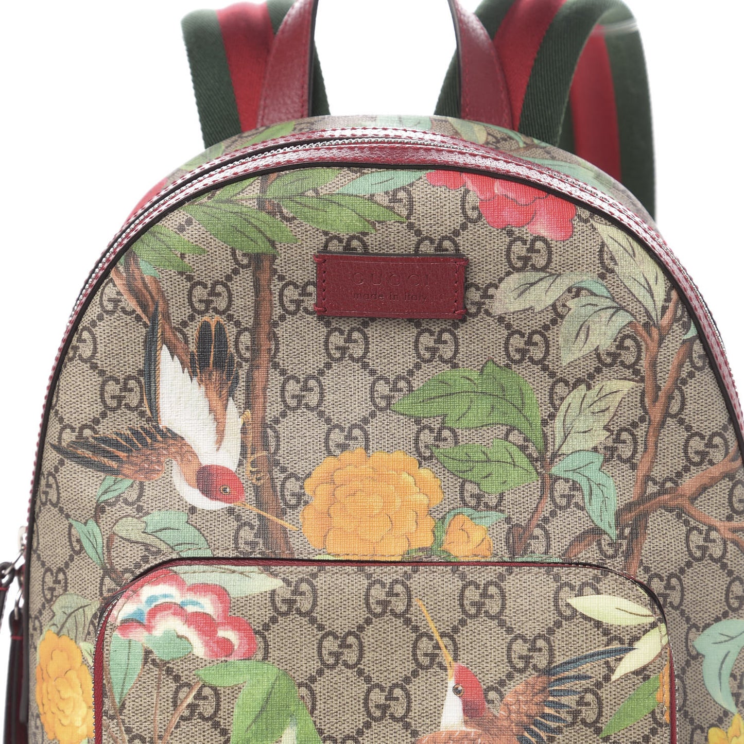 GG Supreme Monogram Tian Web Small Day Backpack Beige Multicolor Red