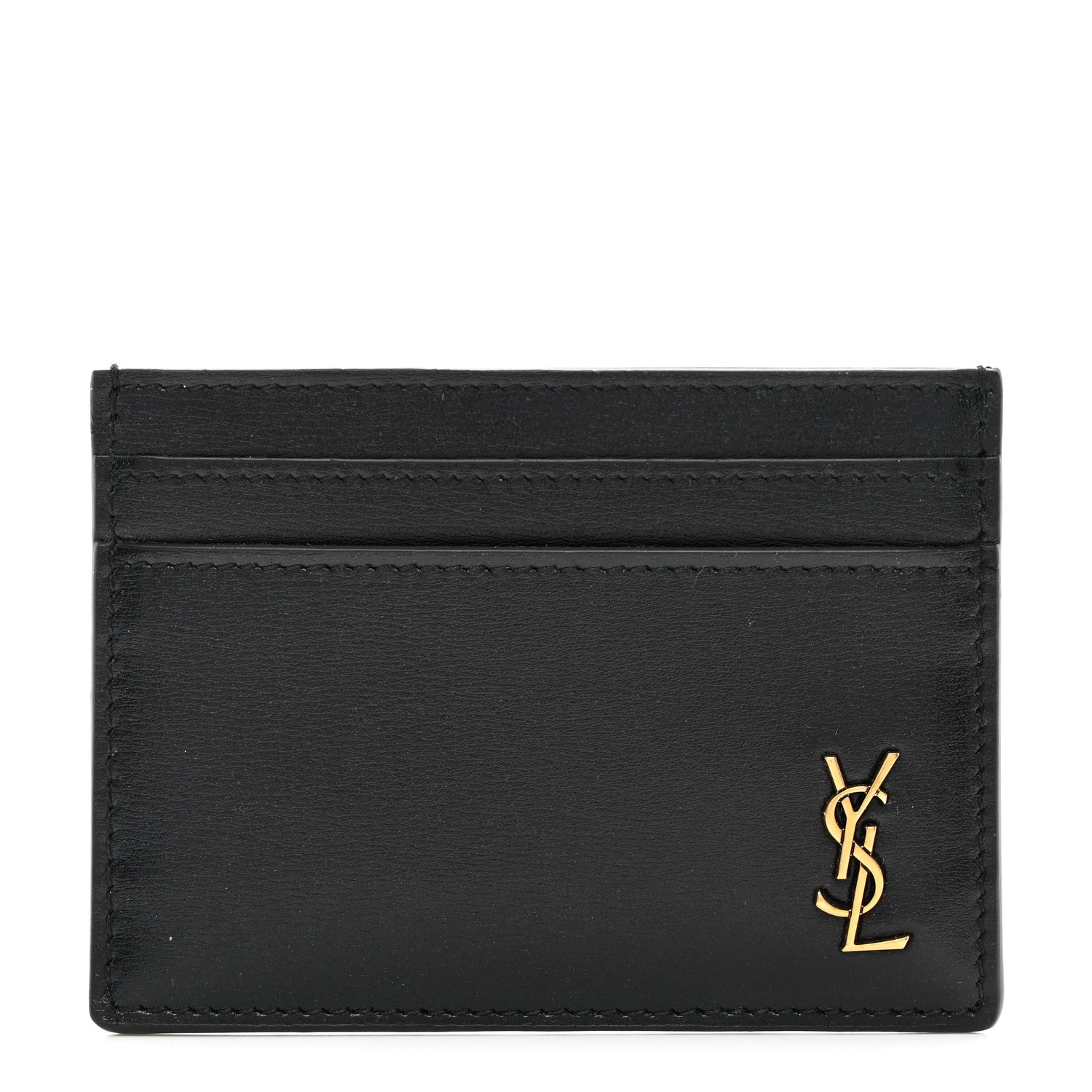 Saint Laurent Calfskin Tiny Cassandre Credit Card Case Black 1 of 8
