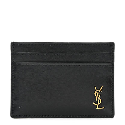 Saint Laurent Calfskin Tiny Cassandre Credit Card Case Black 1 of 8