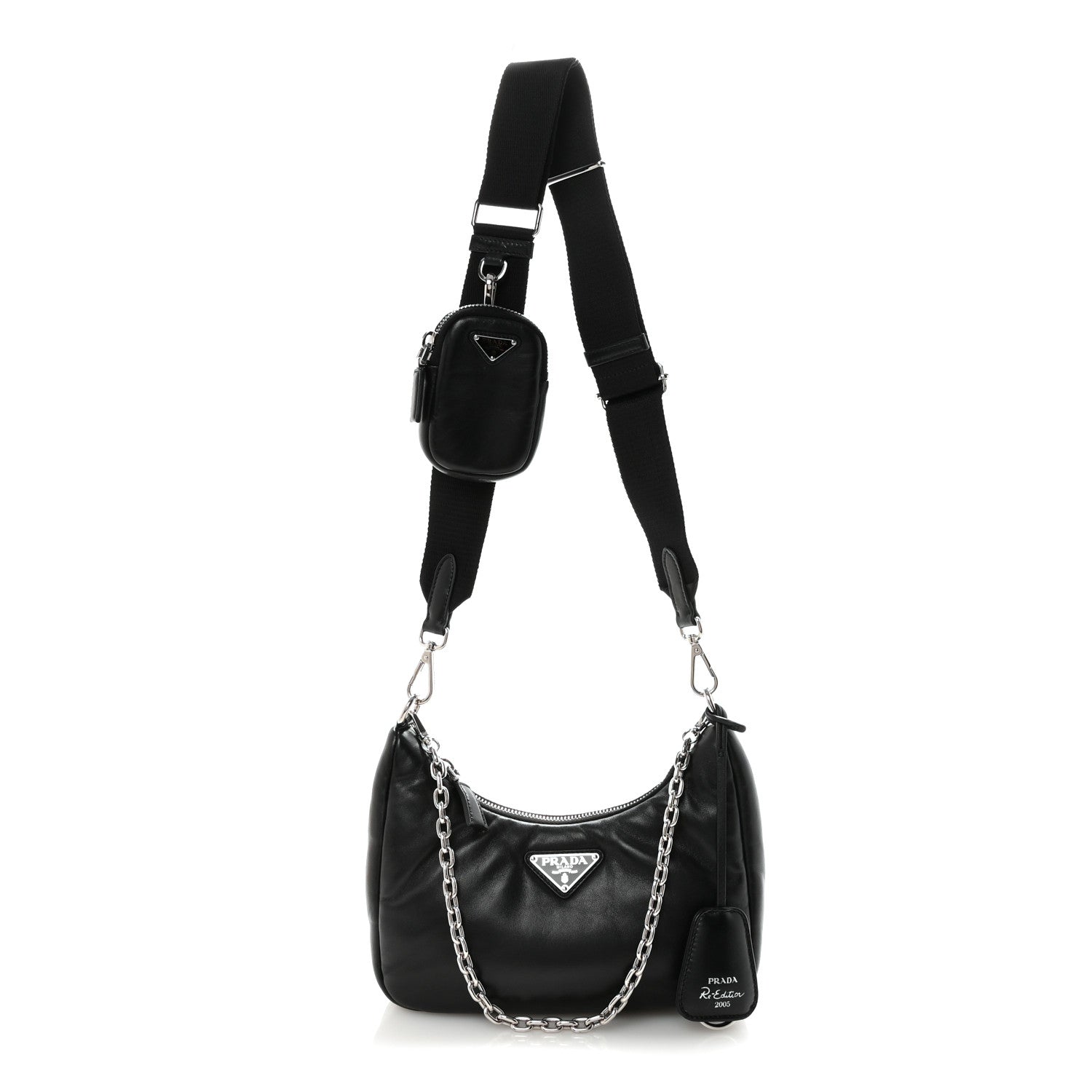 Prada Nappa Soft Padded Re-Edition 2005 Shoulder Bag Black 1 of 9