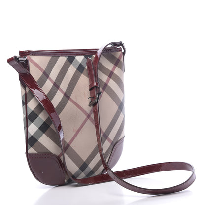 Burberry Patent Nova Check Dryden Crossbody Bag Dark Red 3 of 15