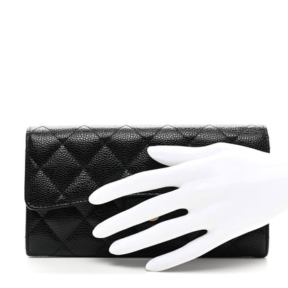 Chanel Caviar Quilted Large Gusset Flap Wallet Black 2 of 9