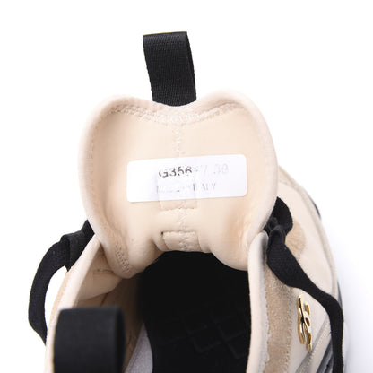 Chanel Fabric Calfskin Suede CC Sneakers 39 Beige 8 of 9
