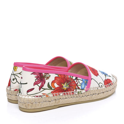 Gucci Canvas Flora Print Espadrilles 35.5 White Multicolor Fuxia 4 of 11