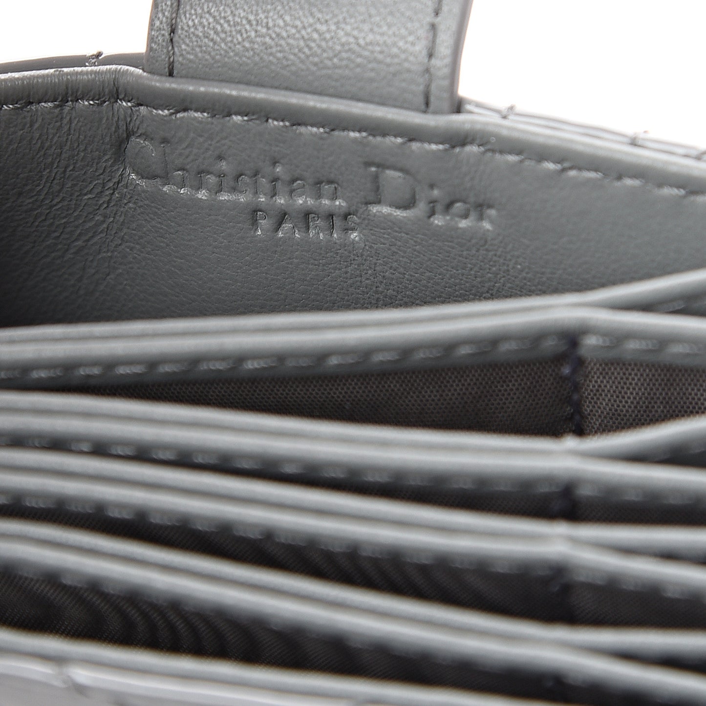 Patent Cannage Lady Dior 5-Gusset Card Holder Grey
