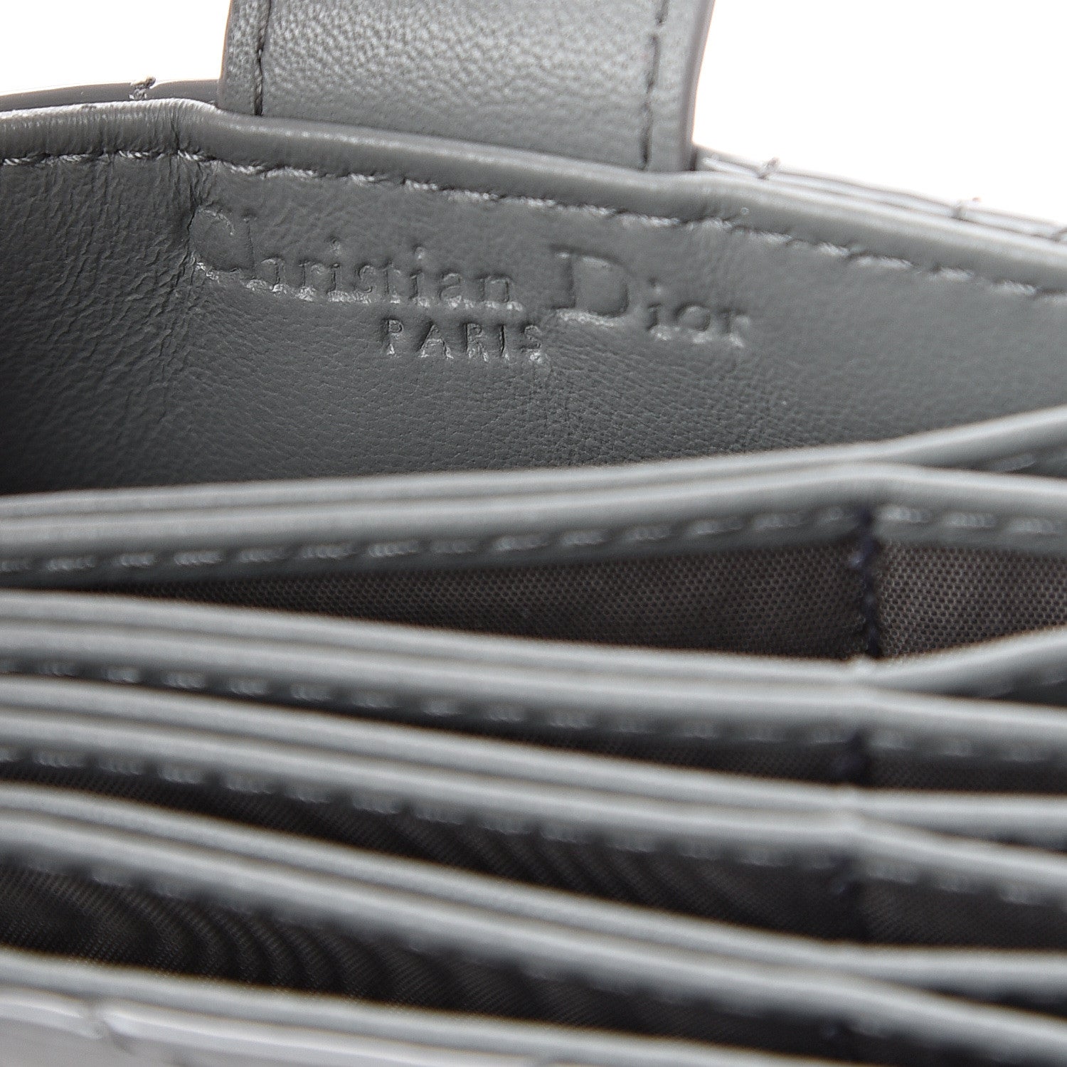 Christian Dior Patent Cannage Lady Dior 5-Gusset Card Holder Grey 5 of 5