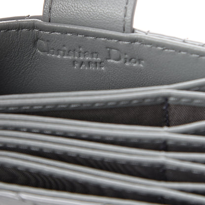 Christian Dior Patent Cannage Lady Dior 5-Gusset Card Holder Grey 5 of 5