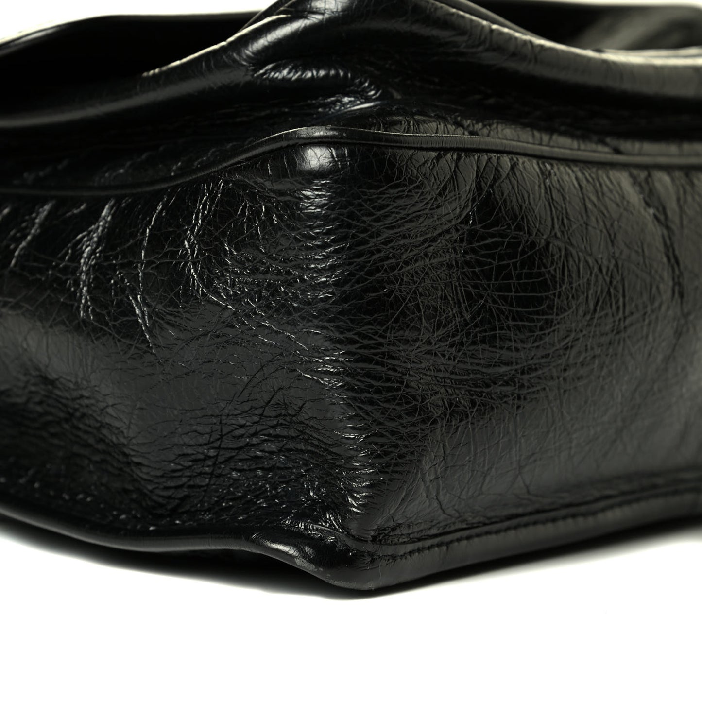 Crinkled Calfskin Matelasse Monogram Medium Niki Chain Satchel Black