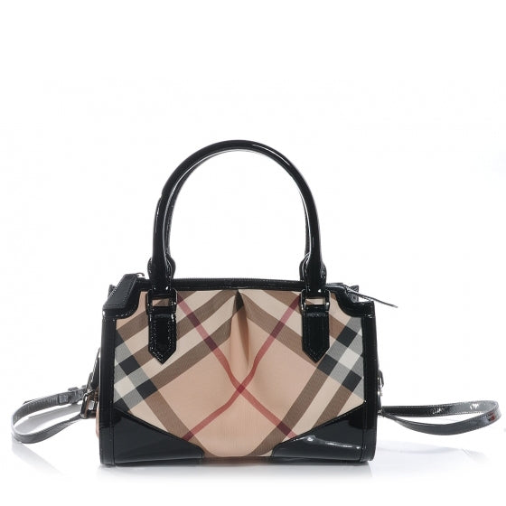 Patent Nova Check Pilgrim Tote Black