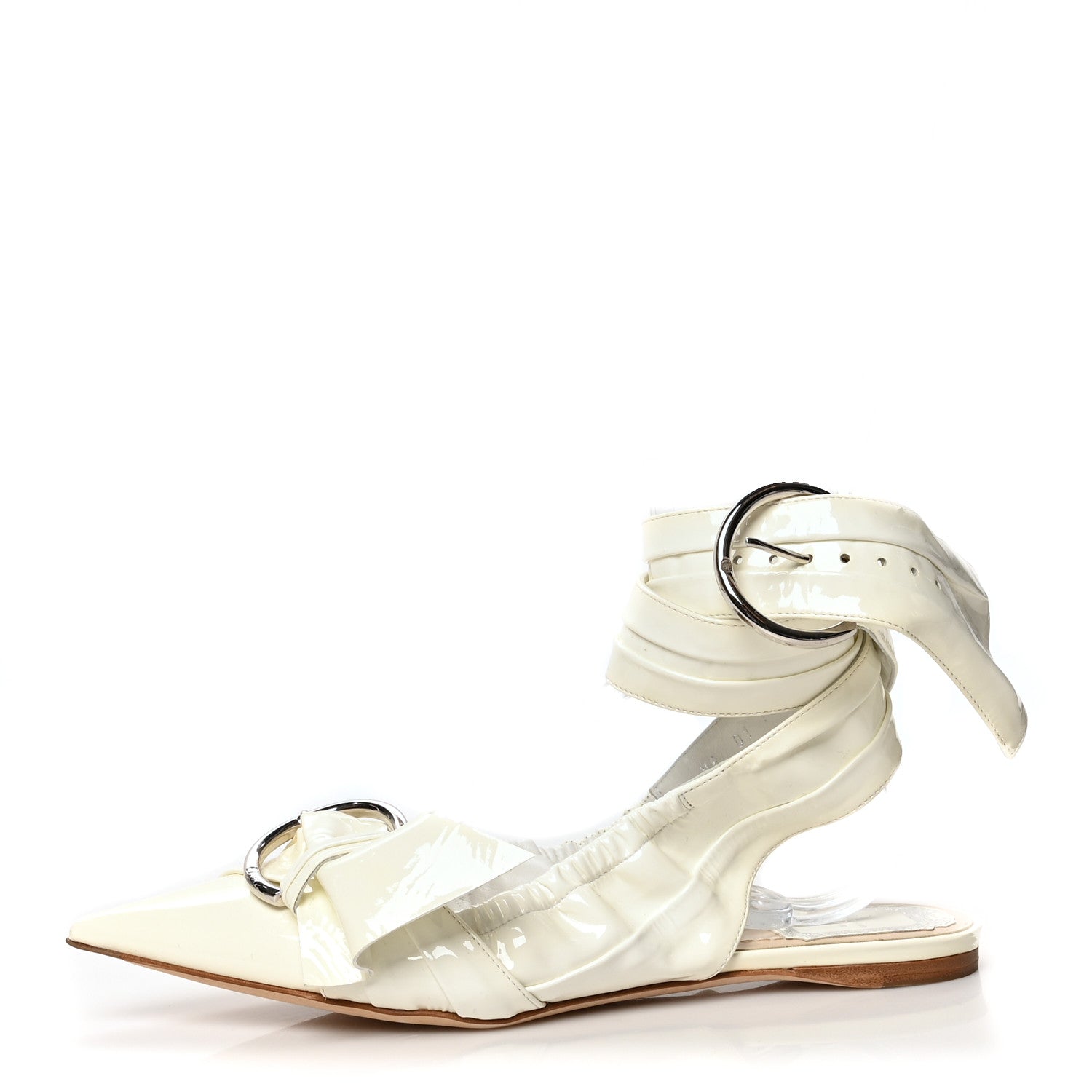 Christian Dior Patent Ankle Wrap Flats 36 White 1 of 8