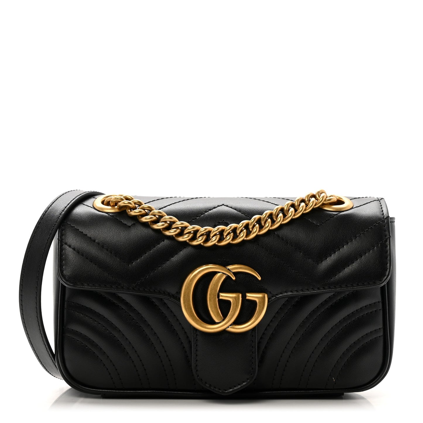 Calfskin Matelasse Mini GG Marmont Shoulder Bag Black