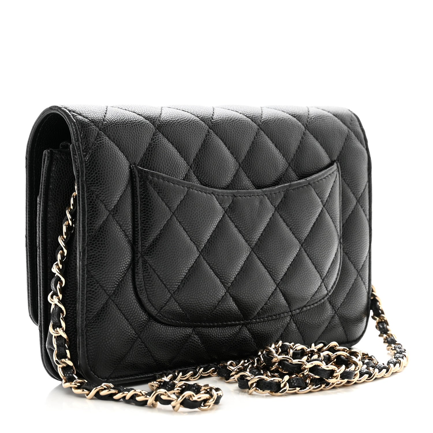 Chanel Caviar Quilted French New Wave Chain CC Wallet On Chain WOC Black 3 of 10