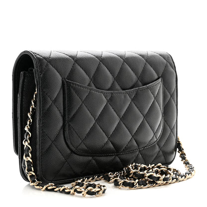 Chanel Caviar Quilted French New Wave Chain CC Wallet On Chain WOC Black 3 of 10