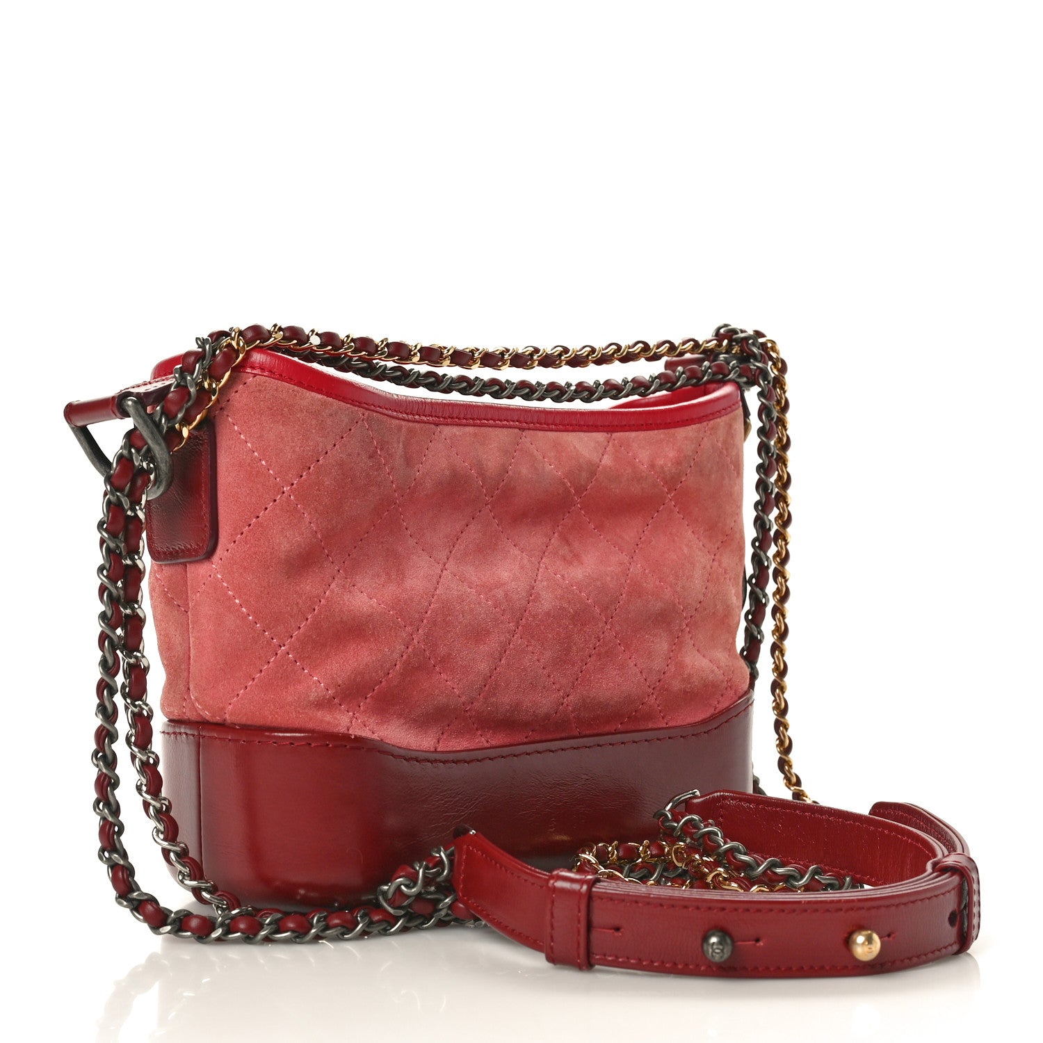 Chanel Suede Quilted Small Gabrielle Hobo Red 3 of 10