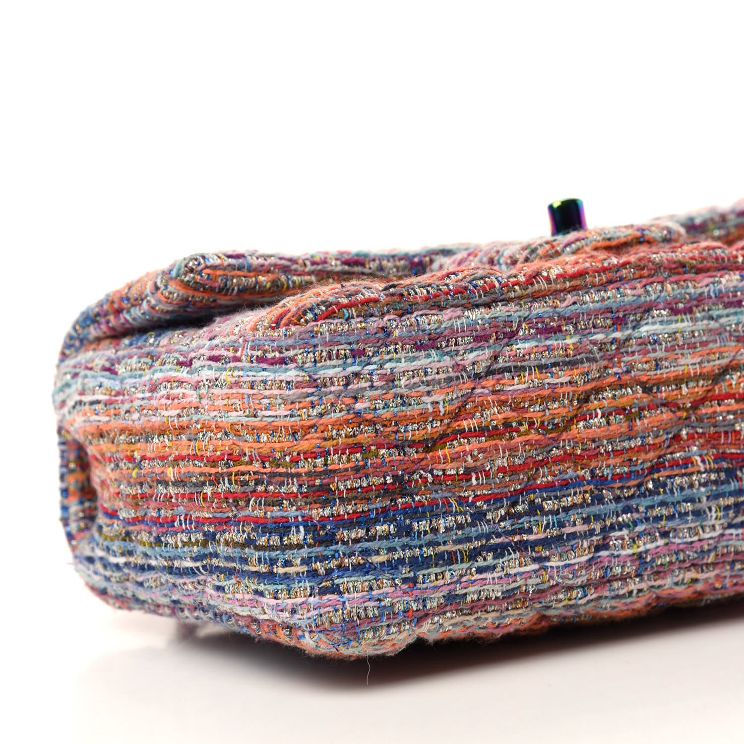 Chanel Tweed Quilted Mini Rectangular Flap Blue Pink Orange 6 of 10