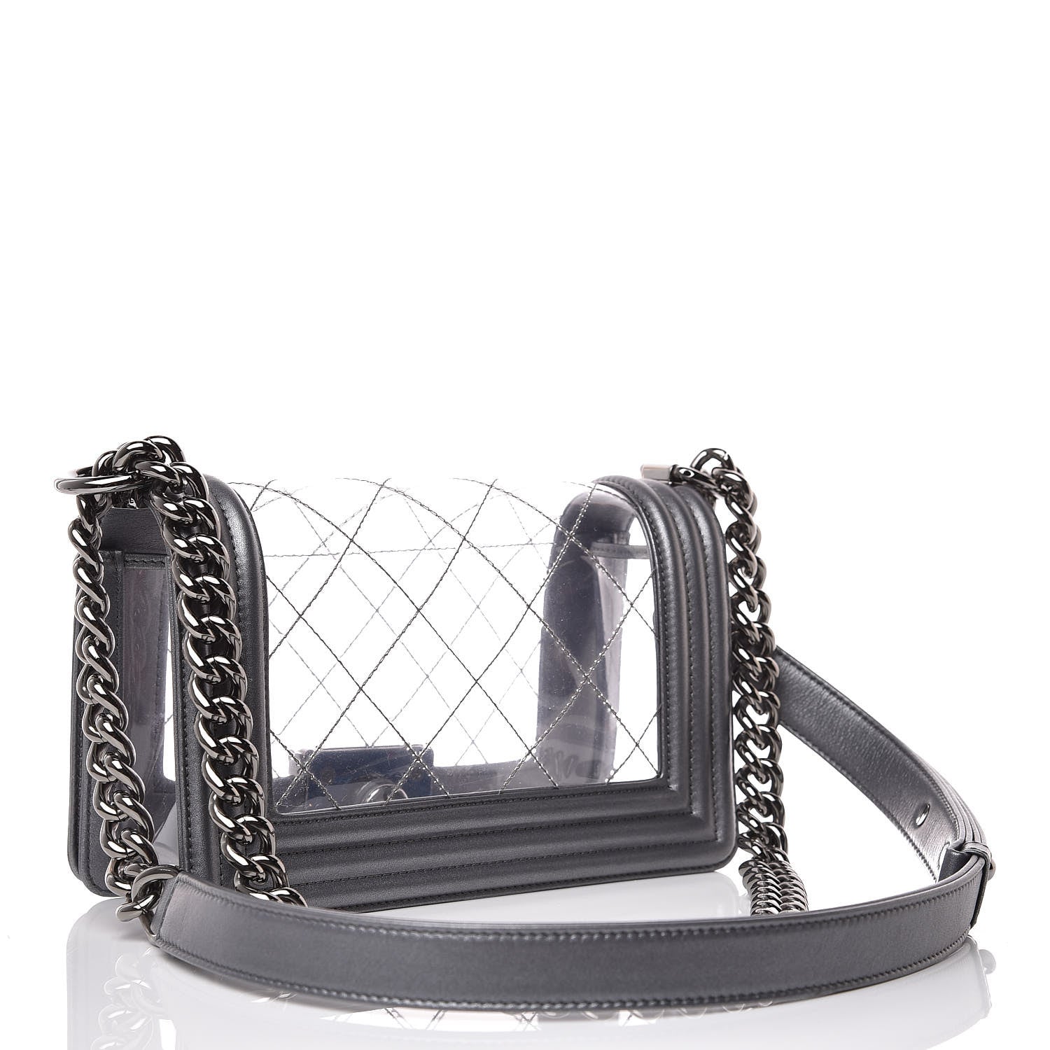 Chanel Metallic Lambskin PVC Quilted Small Boy Flap Silver 3 of 10