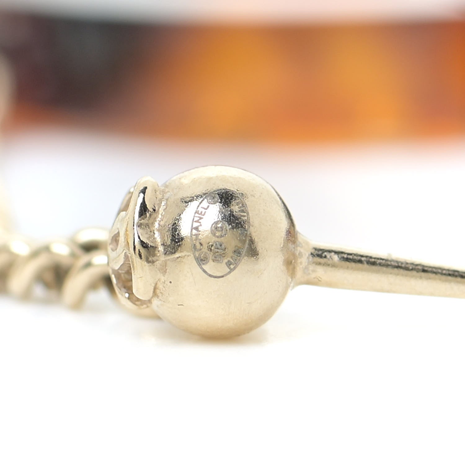 Chanel CC Crystal Drop Earrings Tortoise 4 of 7