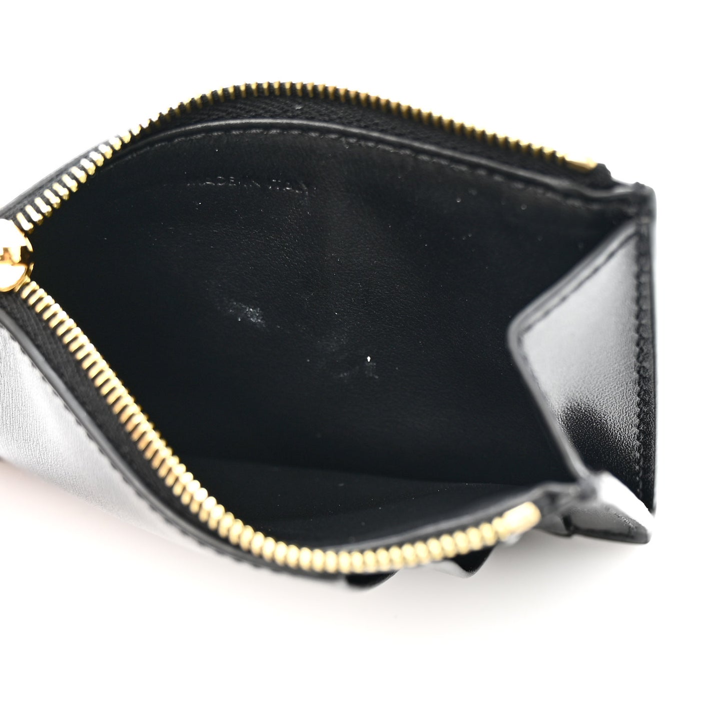 Triomphe Calfskin Zipped Card Holder Black Black