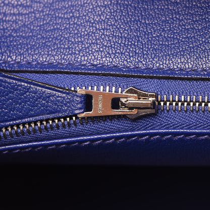 Hermes Chevre Mysore Bi-Color Horseshoe Birkin 30 Raisin Bleu Electrique 21 of 37