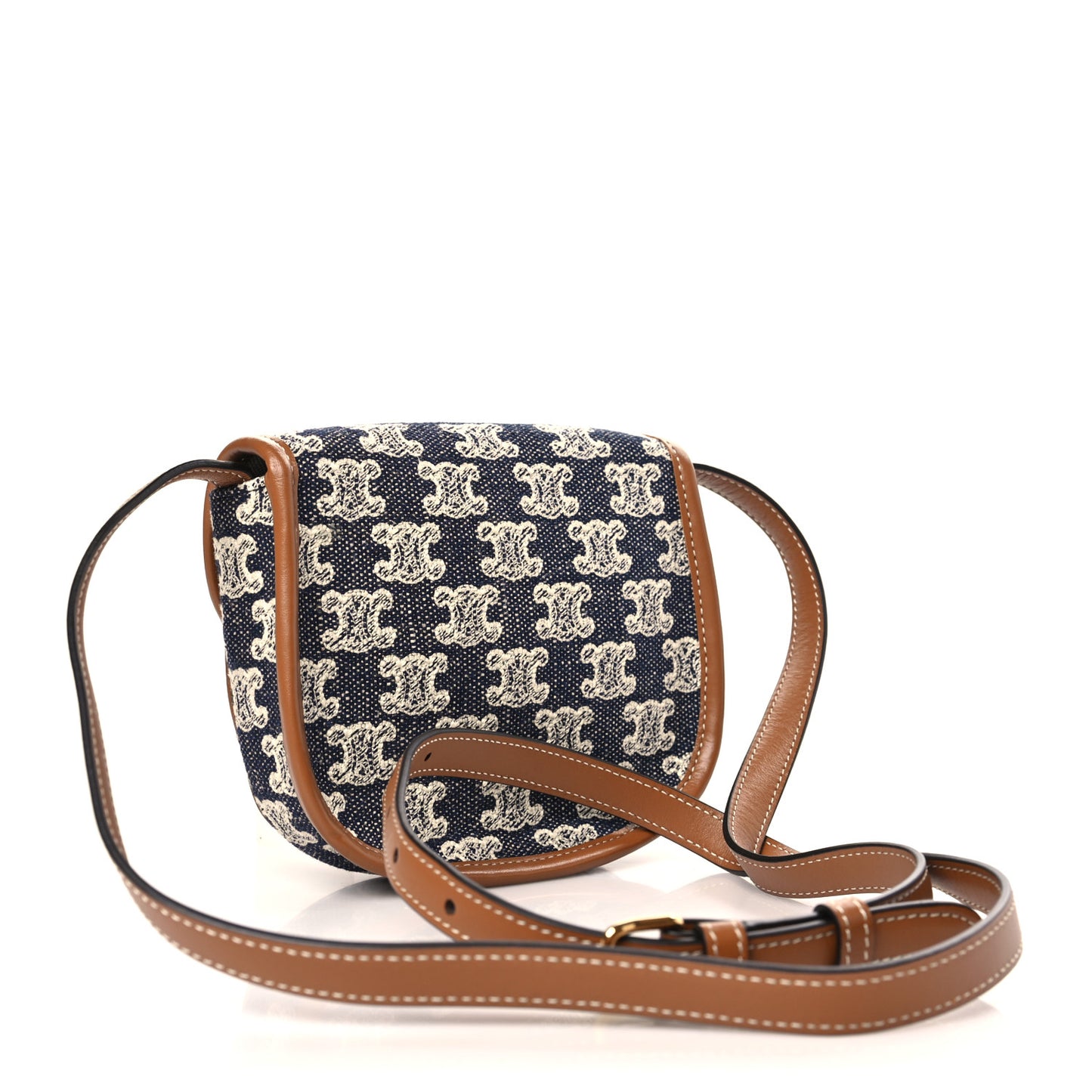 Triomphe Canvas Calfskin Mini Besace Bag Navy White