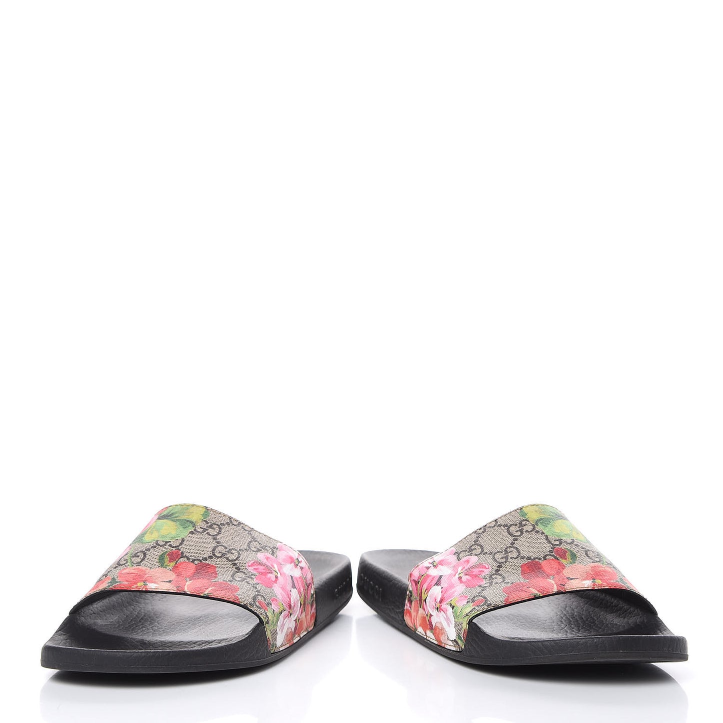 GG Supreme Monogram Blooms Slide Sandals 38 Beige Multicolor