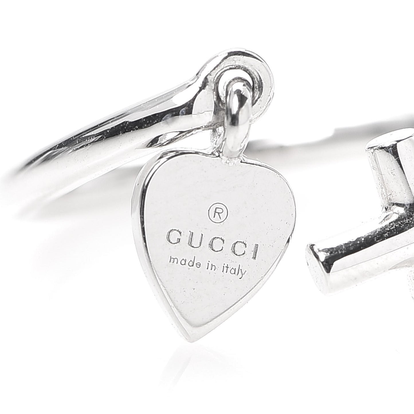 18K White Gold Cross and Heart Ring 50 5.5