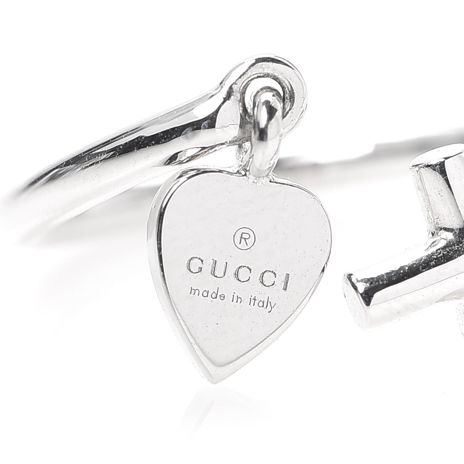 Gucci 18K White Gold Cross and Heart Ring 50 5.5 4 of 5