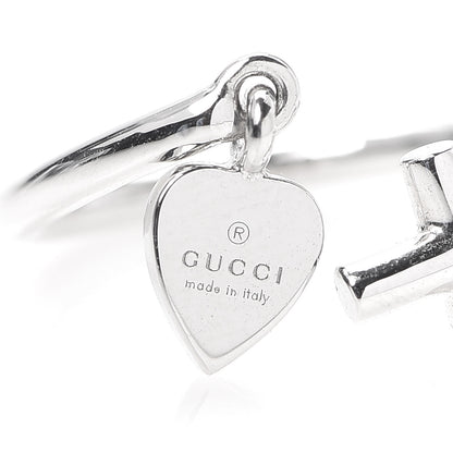Gucci 18K White Gold Cross and Heart Ring 50 5.5 4 of 5