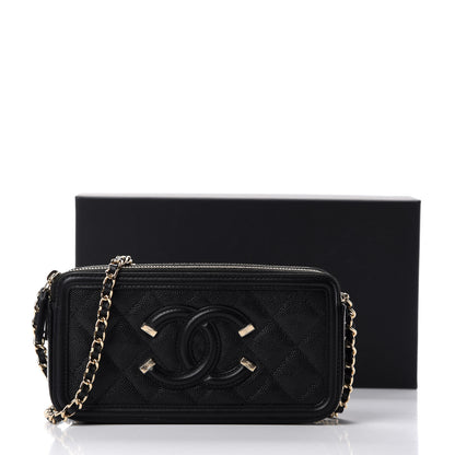 Chanel Caviar Quilted CC Filigree Clutch With Chain Black 12 of 12