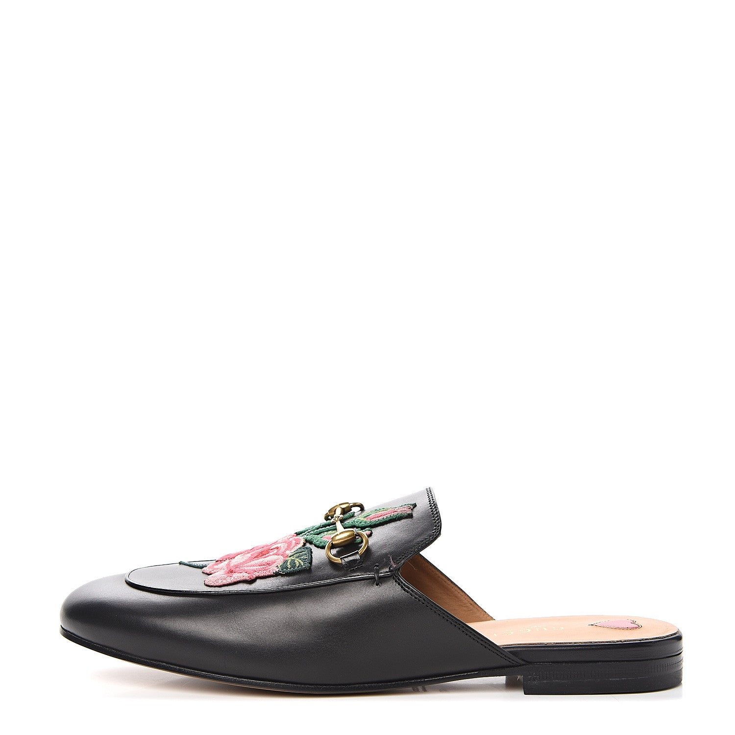 Gucci Calfskin Flower Embroidered Princetown Slippers 40 Black 1 of 9