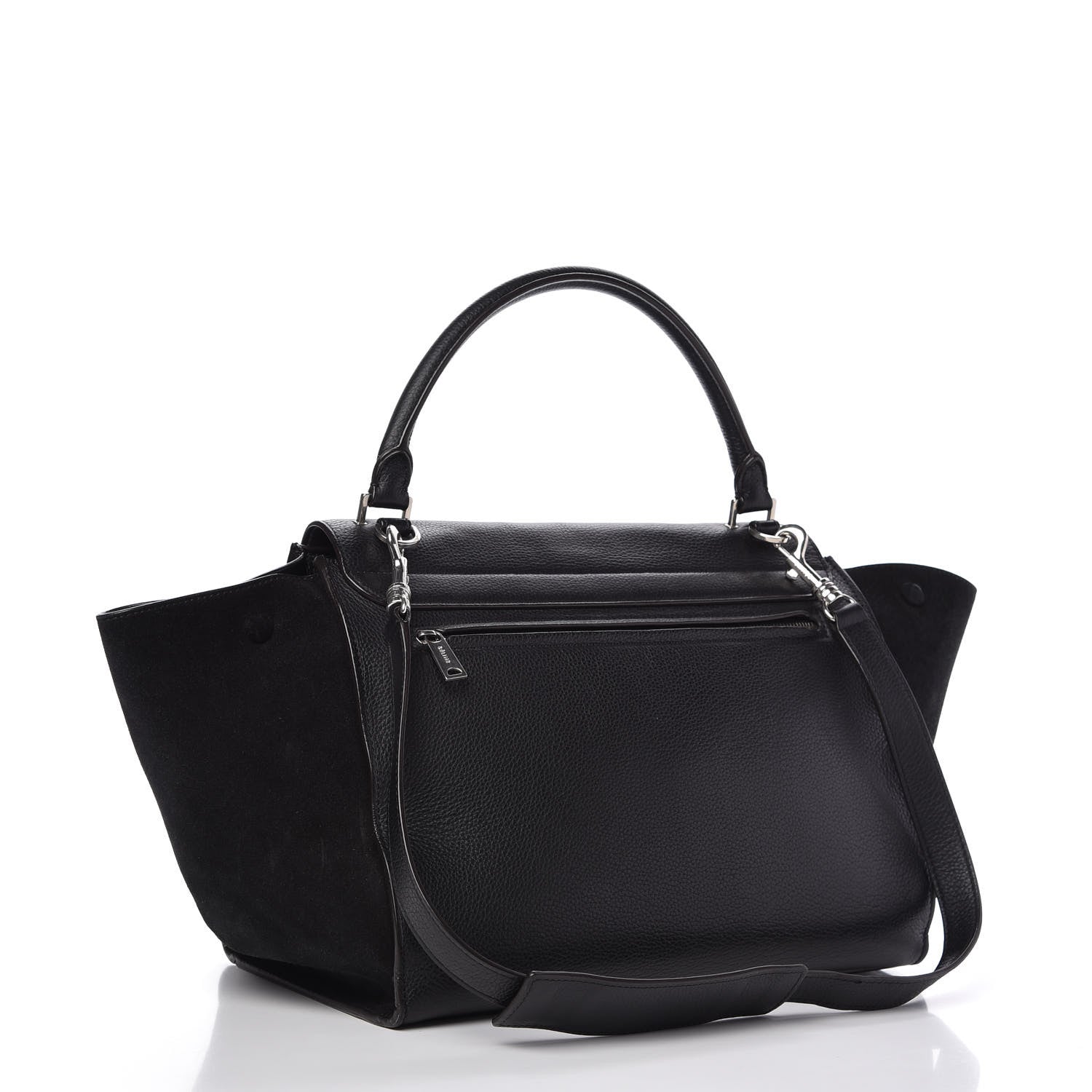 Celine Drummed Calfskin Suede Small Trapeze Black 3 of 9