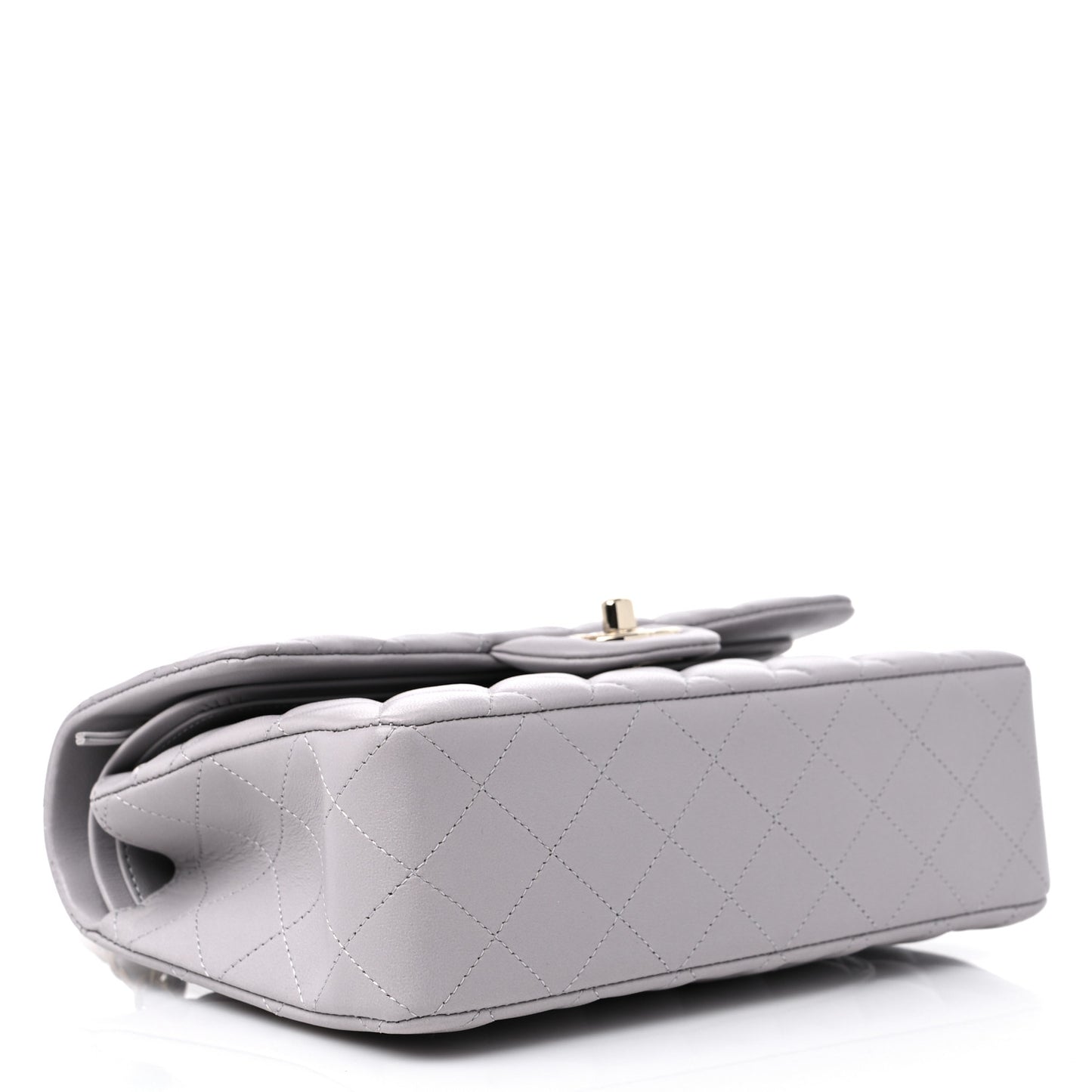 Lambskin Quilted Small Double Flap Light Grey