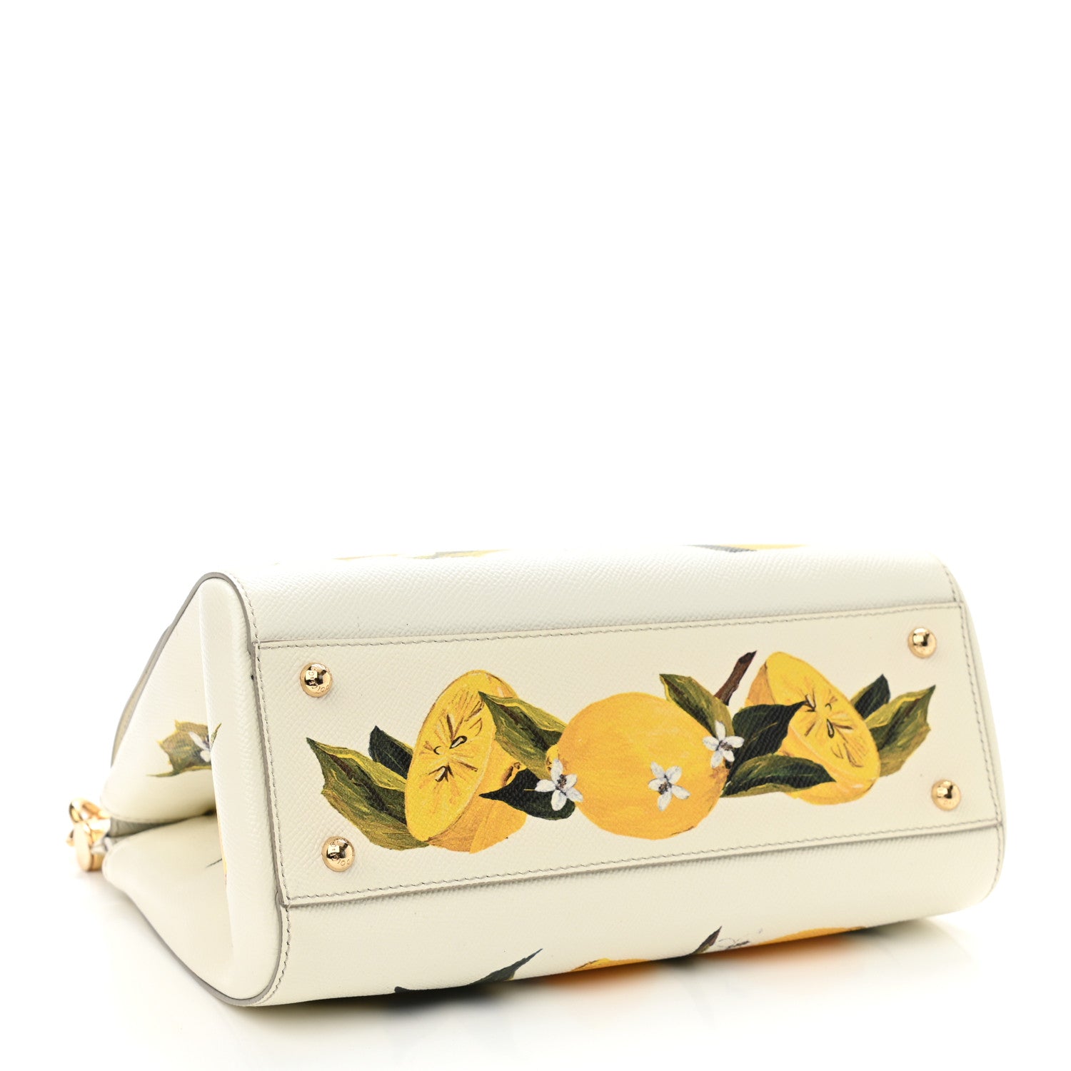 Dolce & Gabbana Dauphine Lemon Print Medium Miss Sicily Satchel White 4 of 14