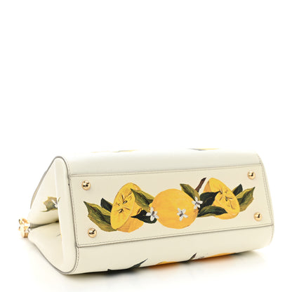 Dolce & Gabbana Dauphine Lemon Print Medium Miss Sicily Satchel White 4 of 14