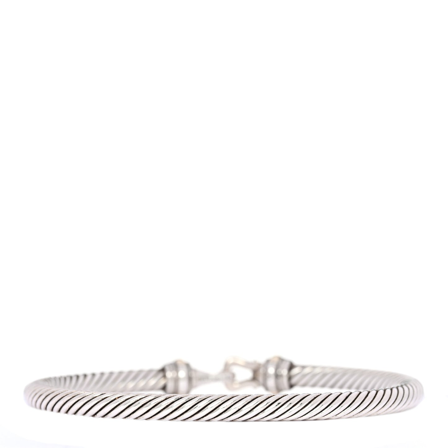 Sterling Silver 18K Yellow Gold 4mm Cable Classic Buckle Bracelet