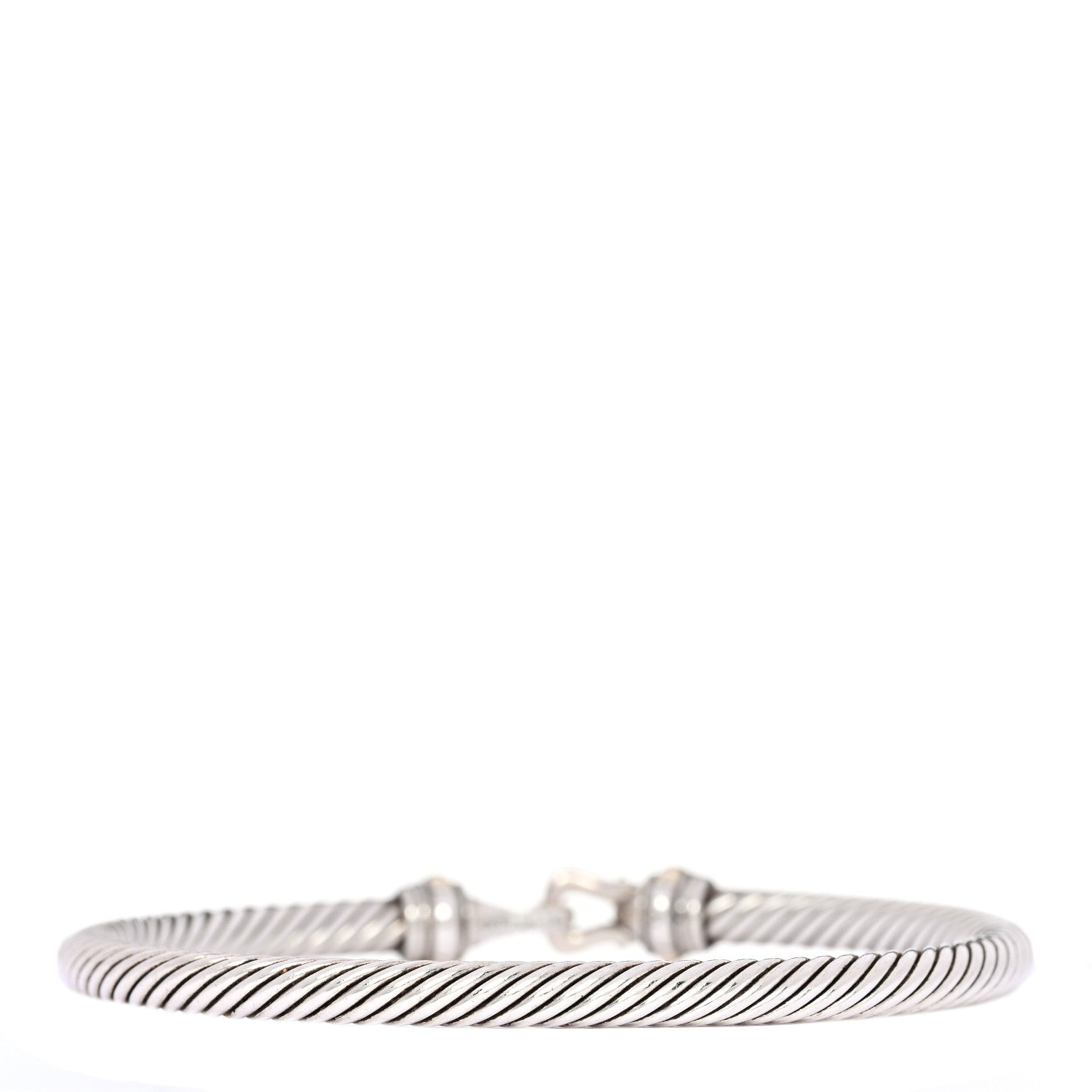 David Yurman Sterling Silver 18K Yellow Gold 4mm Cable Classic Buckle Bracelet 2 of 3