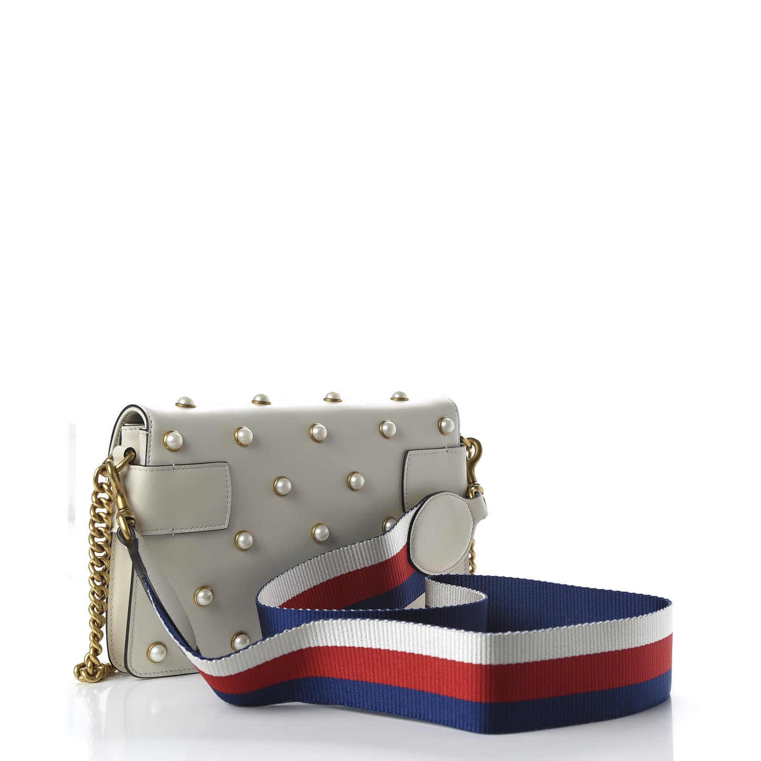 Gucci Nappa Pearl Studded Mini Queen Margaret Broadway Shoulder Bag Mystic White 3 of 11