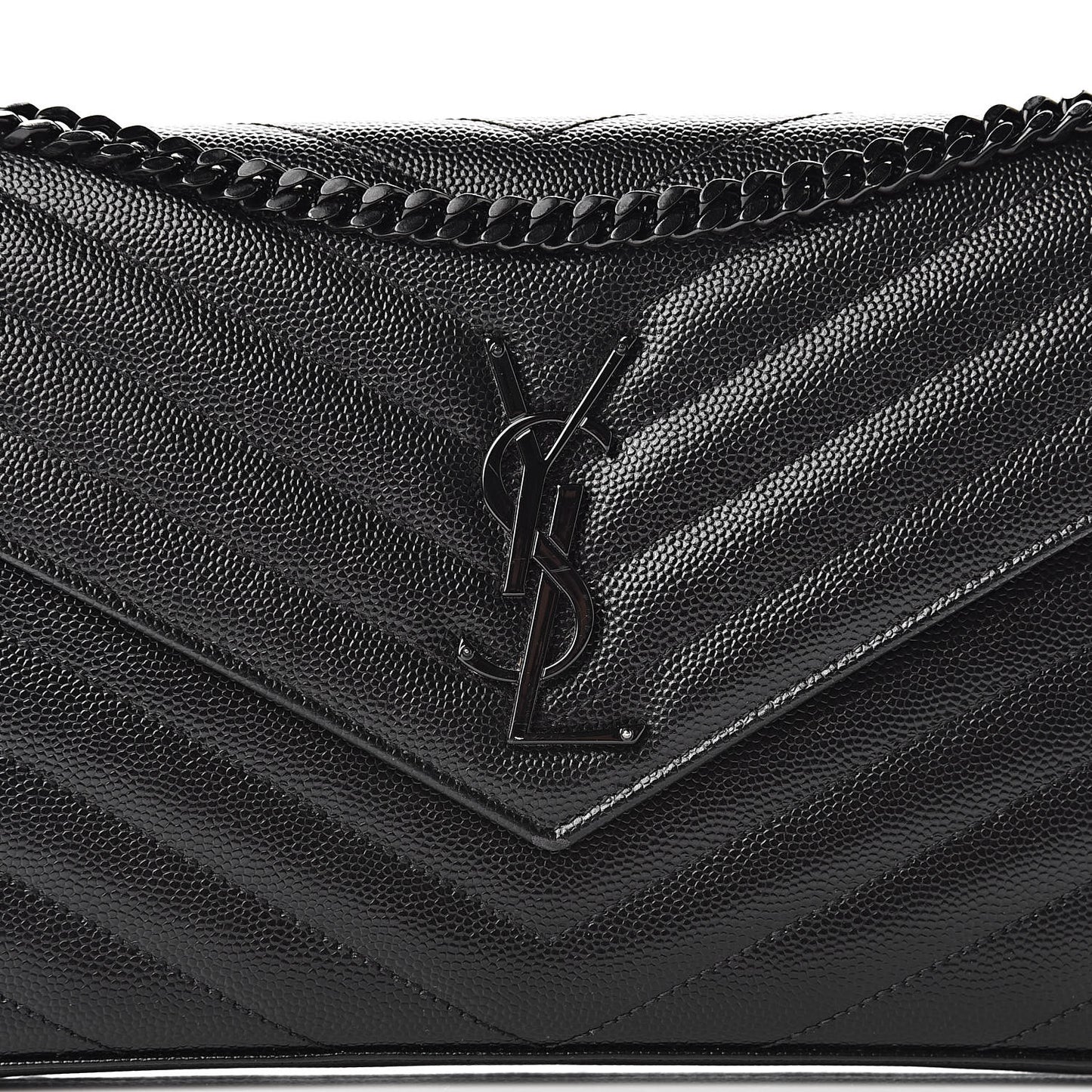Grain De Poudre Matelasse Chevron Monogram Chain Wallet Black