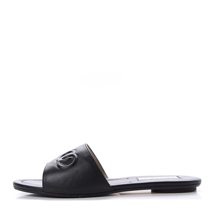 Jimmy Choo Calfskin Tiaret Flat Sandals 39.5 Black 1 of 11