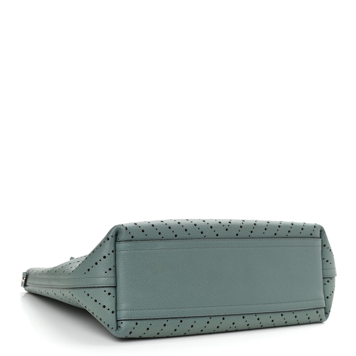 Chanel Perforated Grained Calfskin Small Shopping Tote Green 4 of 10