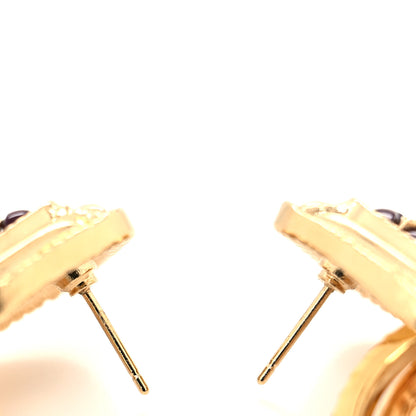 Chanel Metal Crystal CC Drop Earrings Gold 3 of 4