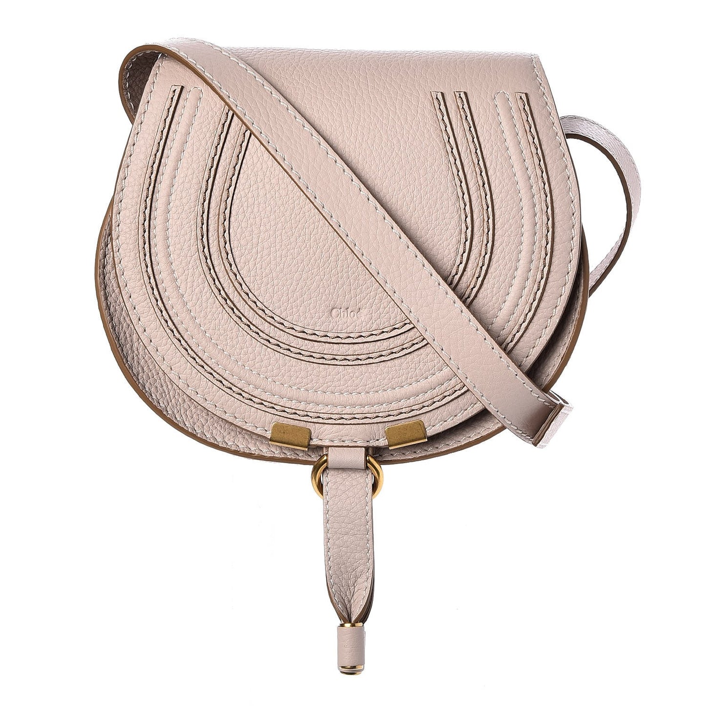 Calfskin Mini Marcie Round Crossbody Bag Abstract White