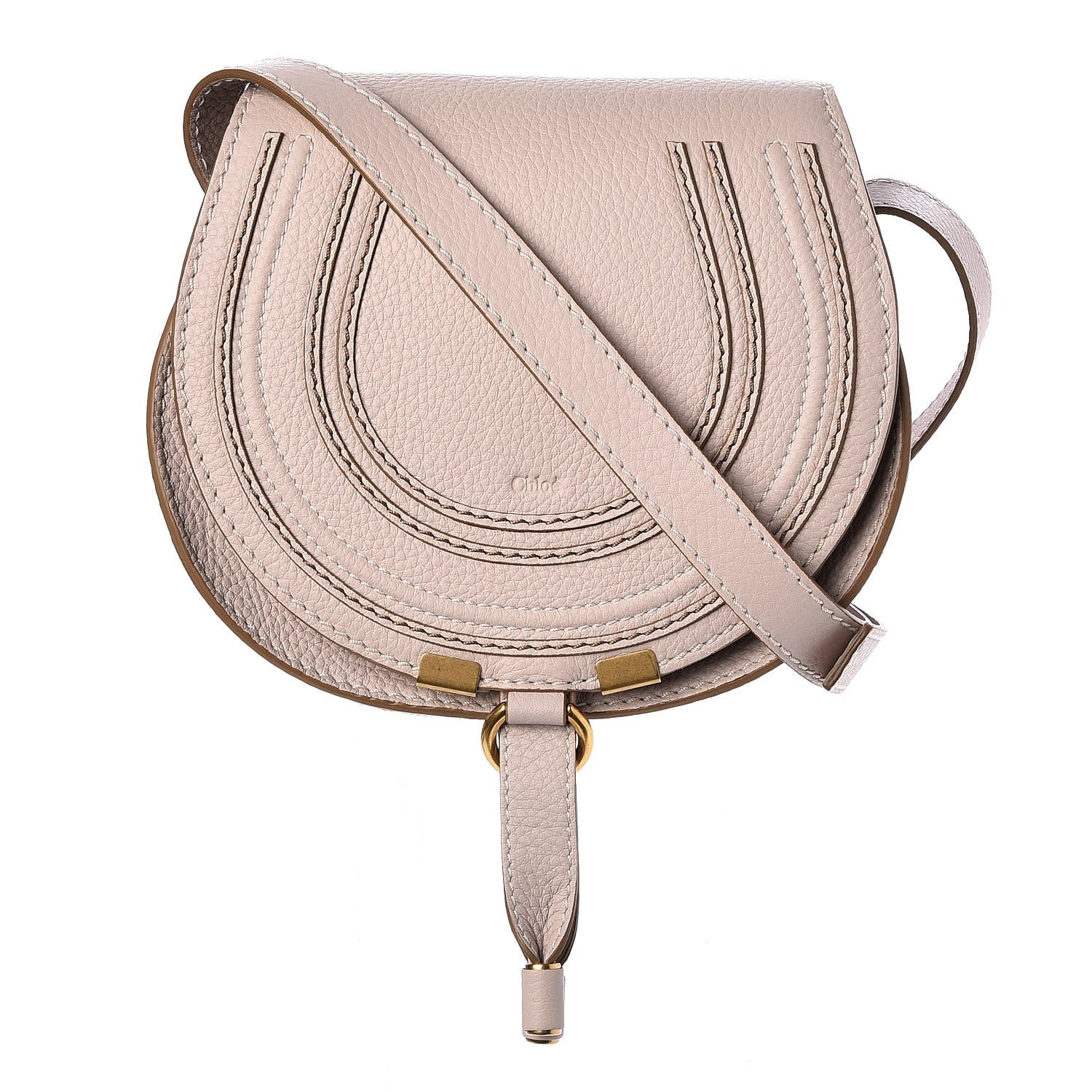 Chloe Calfskin Mini Marcie Round Crossbody Bag Abstract White 1 of 7