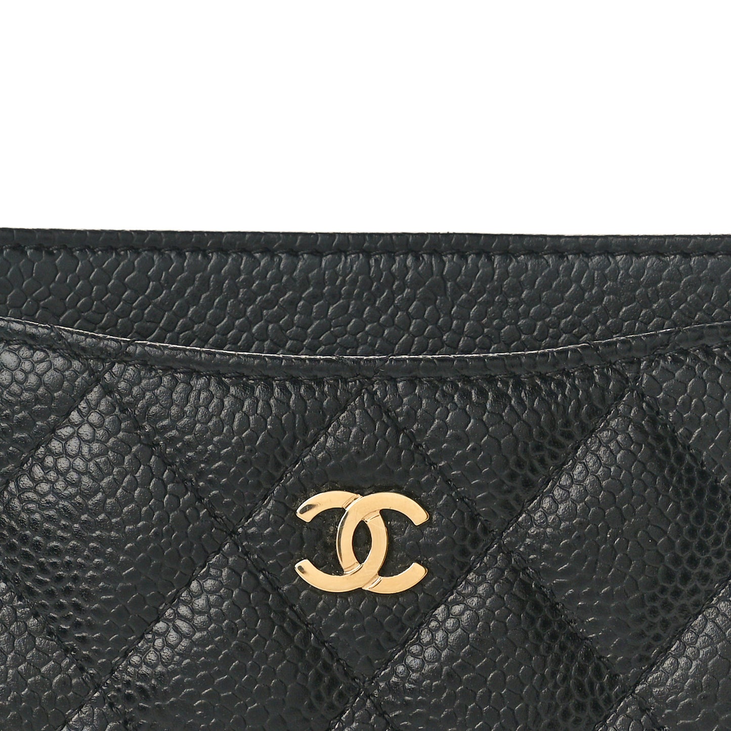 Caviar Quilted Card Holder Black