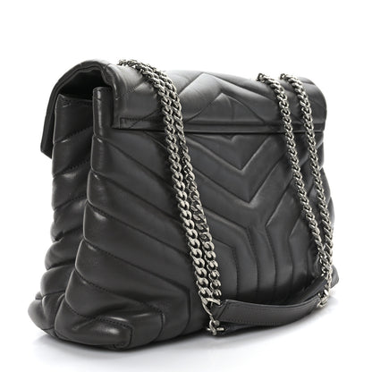 Saint Laurent Calfskin Y Quilted Monogram Medium Loulou Chain Satchel Asphalt 3 of 9