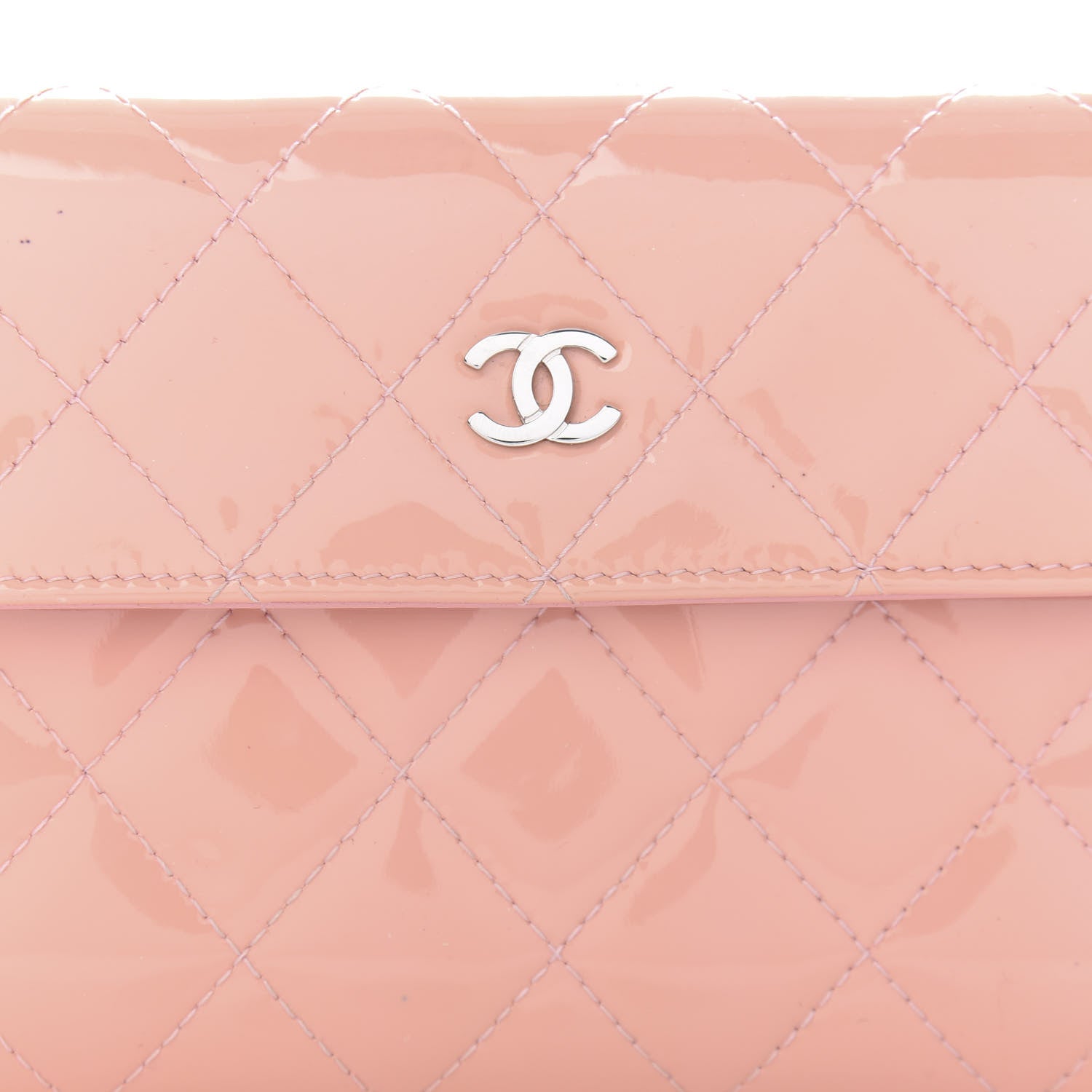 Chanel Patent Calfskin Quilted Flap Wallet Pink 10 of 12