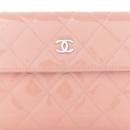 Chanel Patent Calfskin Quilted Flap Wallet Pink 10 of 12